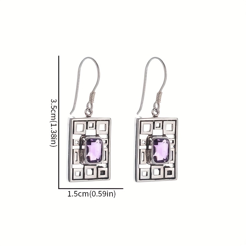 1pair Bohemian Purple Geometric Hollow Dangle Earrings